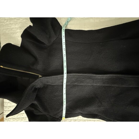 Club Monaco Womens Italian Wool Coat XS Black Leather Sleeve Detail - Picture 11 of 11